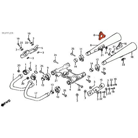 Echappement, Support de fixation, Droit CX500C / GL500 - 18318-MA1-003