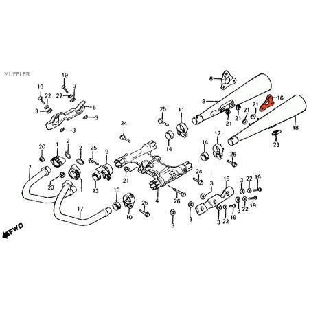 Echappement, Support de fixation, Gauche,CX500C / GL500 - 18418-MA1-003