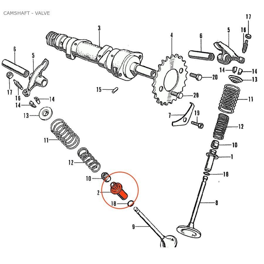 Moteur - Guide de Soupape, Echappement - CB125K5