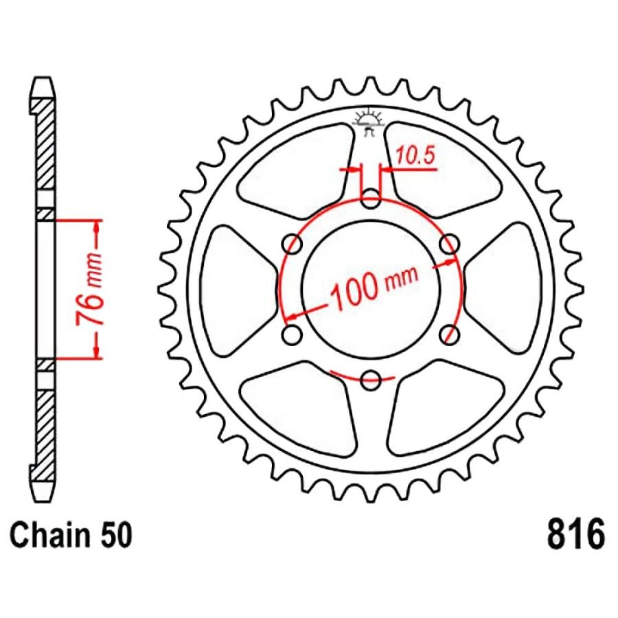Transmission - Couronne - JTR816 - 44 dents - Chaine 530