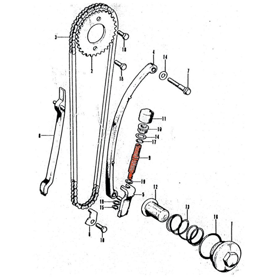 Distribution - Vis de tension de tendeur - CB125 S/S1 - CB-CL-SL-XL100