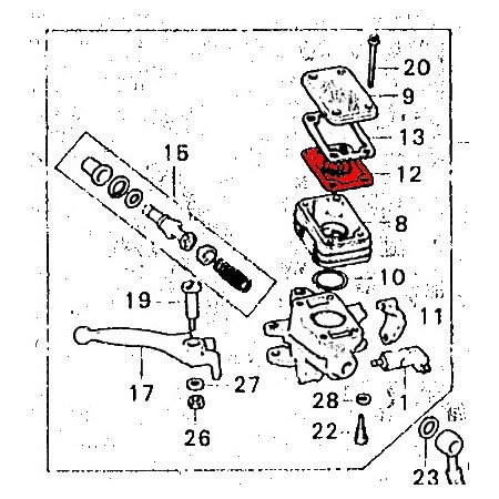 Service Moto Pieces|Frein - Maitre cylindre Avant - 4 vis - Membrane - diaphragme de reservoir de bocal|Maitre cylindre Avant|15,20 €