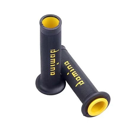 Poignee caoutchouc - Domino - Jaune - ø 22 - lg 120 mm - ouvert