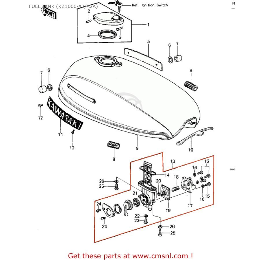 Robinet essence - Kawasaki - KZ1000A - 51023-1018