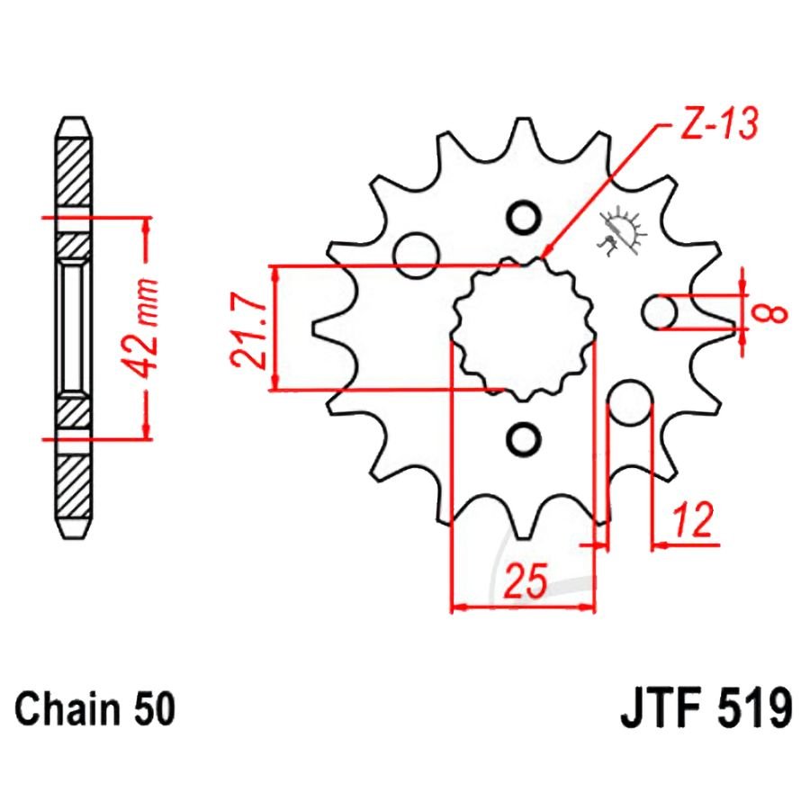 Transmission - Pignon - JTF 519 16 dents