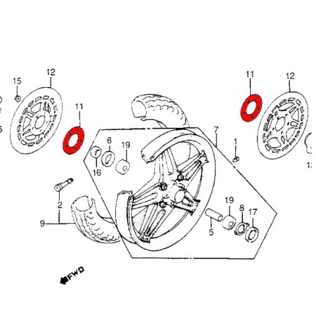 Service Moto Pieces|Roue Avant - Joint papier pour disque de frein - (x1)|Roue - Avant|3,00 €