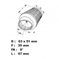 Filtre a air - ø 35mm - K&N - Cornet - (x1) - CB350 / CB400 Four
