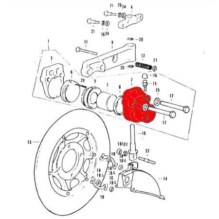 Frein - Etrier - Support piston ø38.10 - adaptable - CB250-350-360-...-500-550...