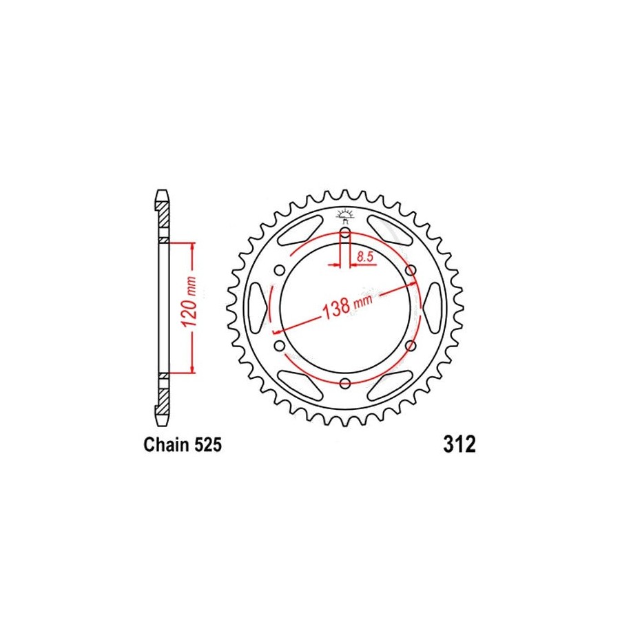 Service Moto Pieces|Transmission - Couronne - JTR-302 - 530/40 dents|Chaine 530|39,00 €