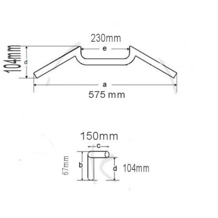 Guidon ø22mm - Café Racer - Clubman - ouverture 575mm - Chrome