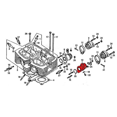 Moteur - Pipe admission - Coté moteur Gauche - CB125T