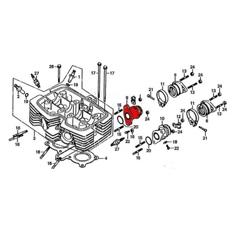 Service Moto Pieces|Moteur - Pipe admission - Coté moteur Droit - CB125T|Pipe admission|48,00 €