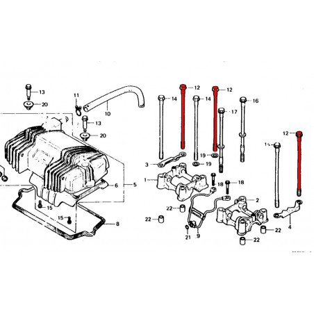 Moteur - Culasse - Vis de serrage - bloc cylindre - CB400  N/T - CB450S