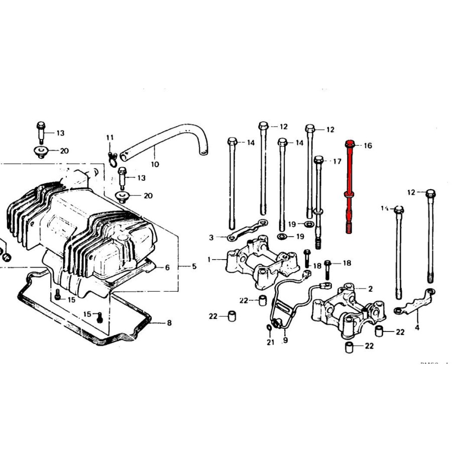 Service Moto Pieces|Echappement - Collecteur - Vis de fixation collerette - M6 x32mm|DIN939 - Goujon|2,90 €